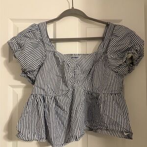 Old Navy Navy and White Striped Blouse